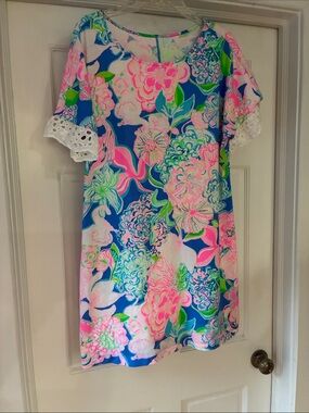 Lilly Pulitzer Multicolor Floral Scoop Neck Dress - Blue, Pink, Green